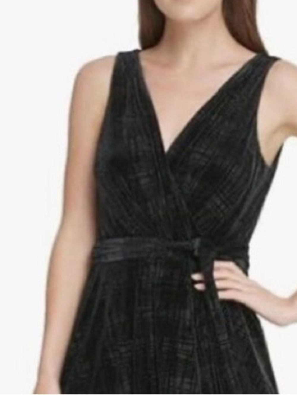 Rockstar Black Plaid Texture Velvet Wrap Dress Size 8 NEW WITH TAGS LKN #1 Dress